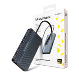 USB-C Hub 14 i 1 Wozinsky WDS03Y5S Multifunktionel, Aluminium, til 3 skærme, med 15 cm kabel - Grå