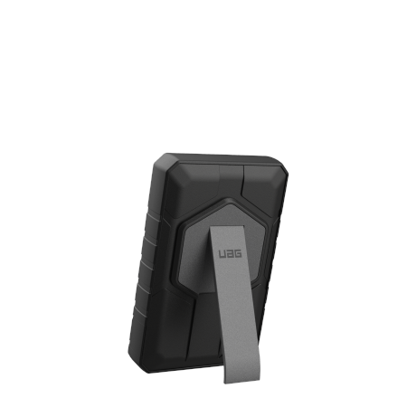 UAG Rugged 10K Powerbank - 10000 mAh med stativ, 10W trådløs opladning, MagSafe-kompatibel, kabel inkluderet - sort