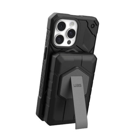UAG Rugged 10K Powerbank - 10000 mAh med stativ, 10W trådløs opladning, MagSafe-kompatibel, kabel inkluderet - sort