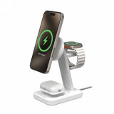 ZAGG Mophie Snap+ 3-i-1 Qi2 trådløs oplader Stativ til tre enheder Kompatibel med MagSafe og Qi2 - Hvid