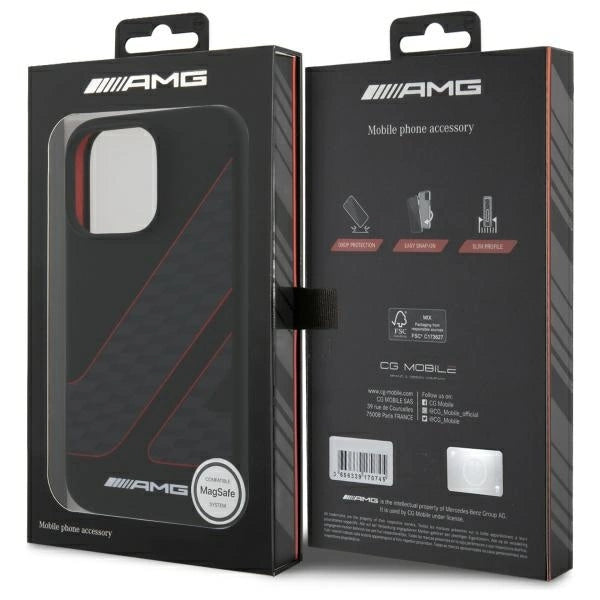 AMG Checkered Flag Pattern MagSafe Case til iPhone 16 Pro - sort