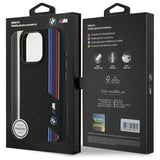 BMW Silicone Cut Tricolor Lines MagSafe Case til iPhone 16 Pro - sort