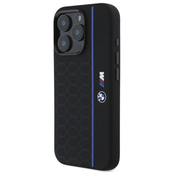 BMW silikone Hexagon Blue Line MagSafe iPhone 16 Pro Case - sort