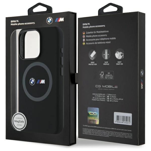 BMW M Silicone Printed Ring MagSafe Case til iPhone 16 Pro - sort