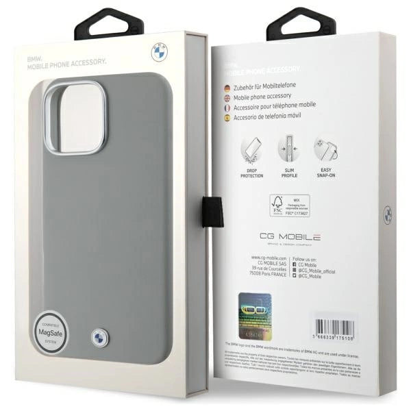 BMW Sign Full Wrapped Metal MagSafe Case til iPhone 16 Pro Max - Grå