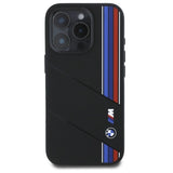 BMW Silicone Cut Tricolor Lines MagSafe Case til iPhone 16 Pro Max - sort