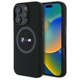BMW M Silicone Printed Ring MagSafe Case til iPhone 16 Pro Max - sort