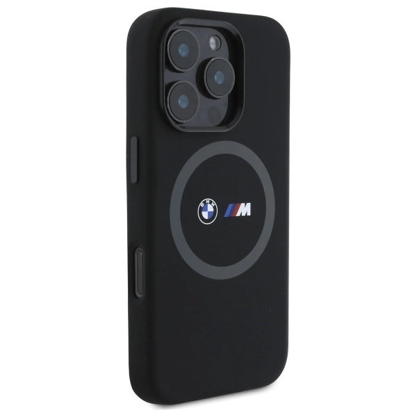 BMW M Silicone Printed Ring MagSafe Case til iPhone 16 Pro Max - sort