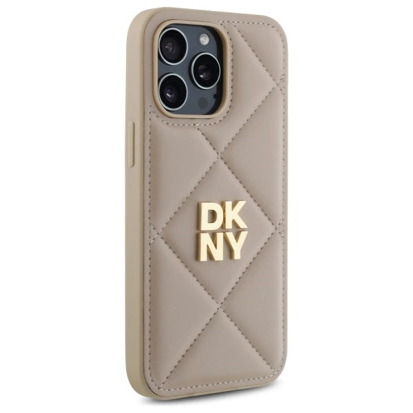 DKNY Quilted Stack Logo iPhone 14 Pro Case - Beige