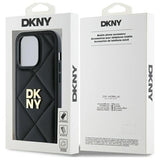 DKNY Quilted Stack Logo iPhone 14 Pro Case - sort