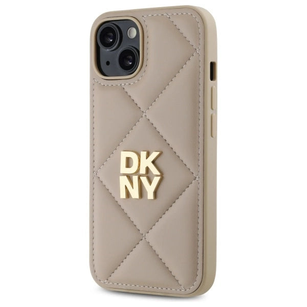 DKNY Quilted Stack Logo iPhone 14 Case - Beige