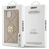 DKNY Quilted Stack Logo iPhone 14 Case - Beige