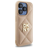 DKNY Quilted Stack Logo iPhone 15 Pro Case - Beige
