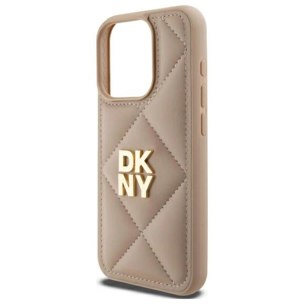DKNY Quilted Stack Logo iPhone 15 Pro Case - Beige