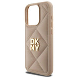 DKNY Quilted Stack Logo iPhone 15 Pro Case - Beige