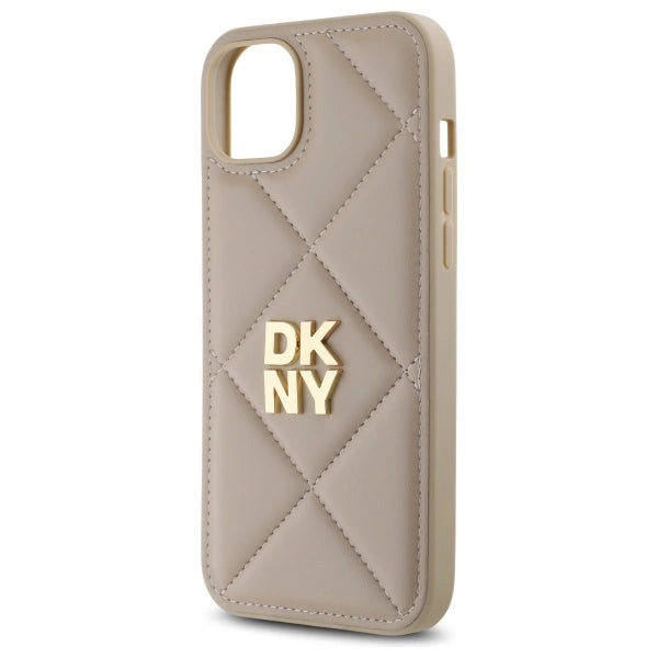 DKNY Quilted Stack Logo iPhone 15 Plus Case - Beige
