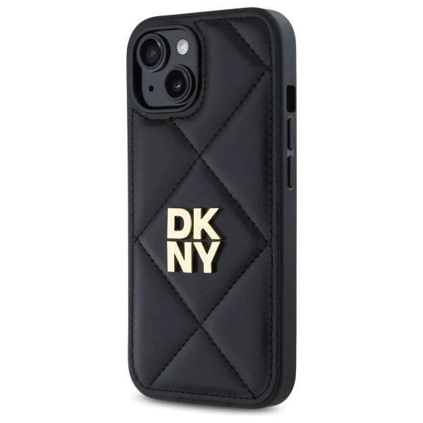 DKNY Quilted Stack Logo iPhone 15 Case - sort