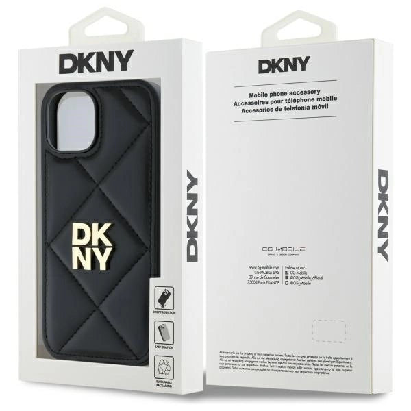 DKNY Quilted Stack Logo iPhone 15 Case - sort