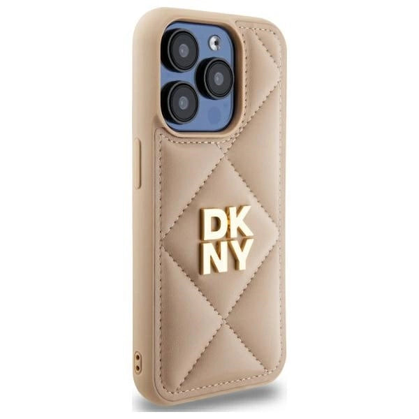 DKNY Quilted Stack Logo iPhone 15 Pro Max Case - Beige