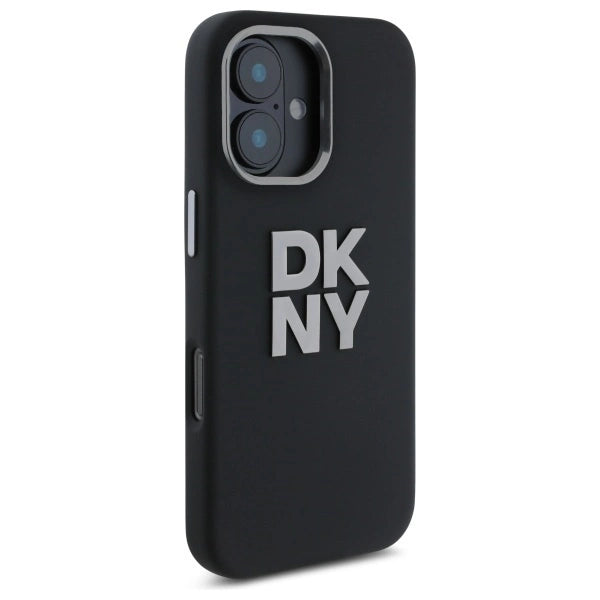 DKNY Liquid Silicone Metal Logo iPhone 16 Case - sort