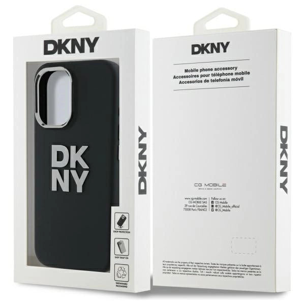 DKNY Liquid Silicone Metal Logo iPhone 16 Case - sort