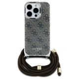 Guess Crossbody Cord 4G Print Case til iPhone 16 Pro - Brunt