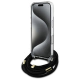 Guess Crossbody Cord 4G Print Case til iPhone 16 - sort