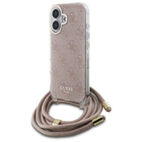 Guess Crossbody Cord 4G Print iPhone 16 Case - Pink