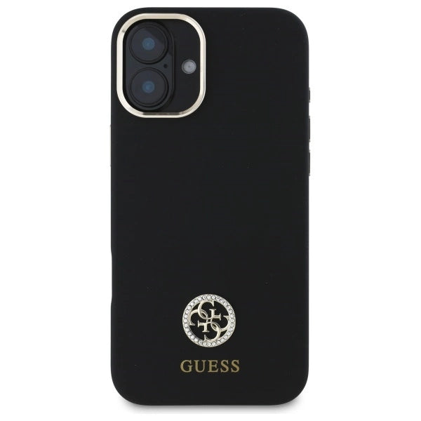 Guess Silicone Logo Strass 4G Case til iPhone 16 - sort