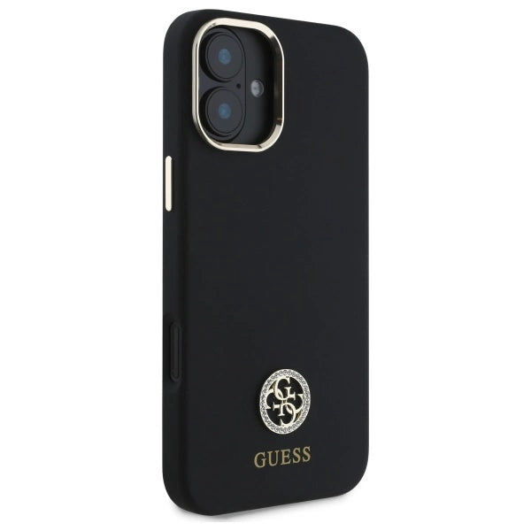 Guess Silicone Logo Strass 4G Case til iPhone 16 - sort