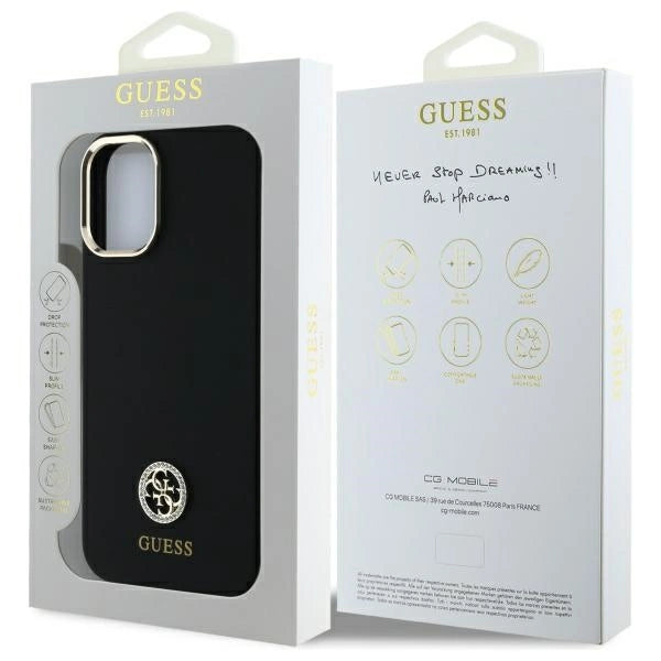 Guess Silicone Logo Strass 4G Case til iPhone 16 - sort