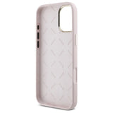 Guess Silicone Script Metal Logo & Frame iPhone 16 Case - Pink
