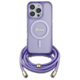 Guess Crossbody Cord Script MagSafe Case til iPhone 16 Pro - lilla