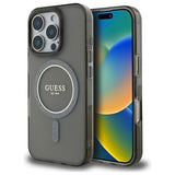 Guess IML Glitter Circle MagSafe-hylster til iPhone 16 Pro - sort
