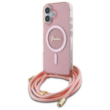Guess Crossbody Cord Script MagSafe iPhone 16 Case - Pink
