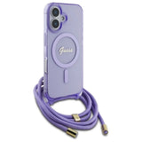 Guess Crossbody Cord Script MagSafe iPhone 16 Case - lilla