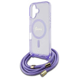 Guess Crossbody Cord Script MagSafe iPhone 16 Case - lilla