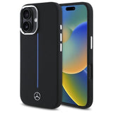 Mercedes Silicone Blue Stripe MagSafe iPhone 16 Case - sort