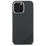 Mercedes Silicone Tonal Logo Wood Pattern MagSafe iPhone 16 Pro Max Case - sort