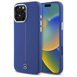 Mercedes Silicone Red Stripe MagSafe Case til iPhone 16 Pro Max - Navy Blue