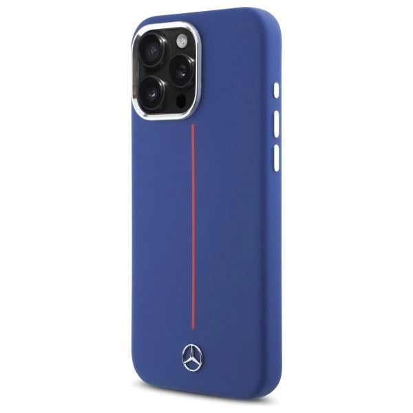 Mercedes Silicone Red Stripe MagSafe Case til iPhone 16 Pro Max - Navy Blue