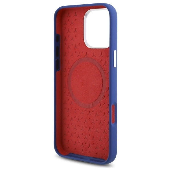 Mercedes Silicone Red Stripe MagSafe Case til iPhone 16 Pro Max - Navy Blue