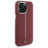 Mercedes Silicone White Stripe MagSafe Case til iPhone 16 Pro Max - Rød