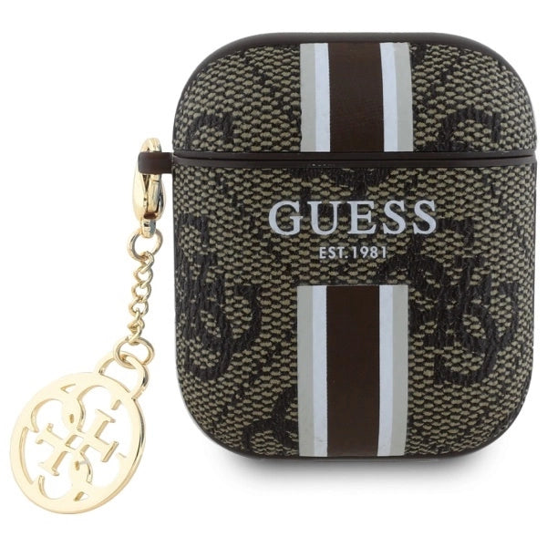 Guess GUA2P4RPSW AirPods 1/2 cover brun/brun 4G Printed Stripes Charm