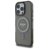 Guess IML Glitter Circle MagSafe-hylster til iPhone 16 Pro Max - sort