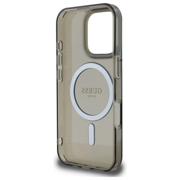 Guess IML Glitter Circle MagSafe-hylster til iPhone 16 Pro Max - sort