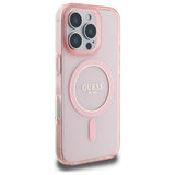 Guess IML Glitter Circle MagSafe-hylster til iPhone 16 Pro Max - pink