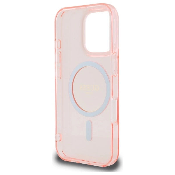 Guess IML Glitter Circle MagSafe-hylster til iPhone 16 Pro Max - pink