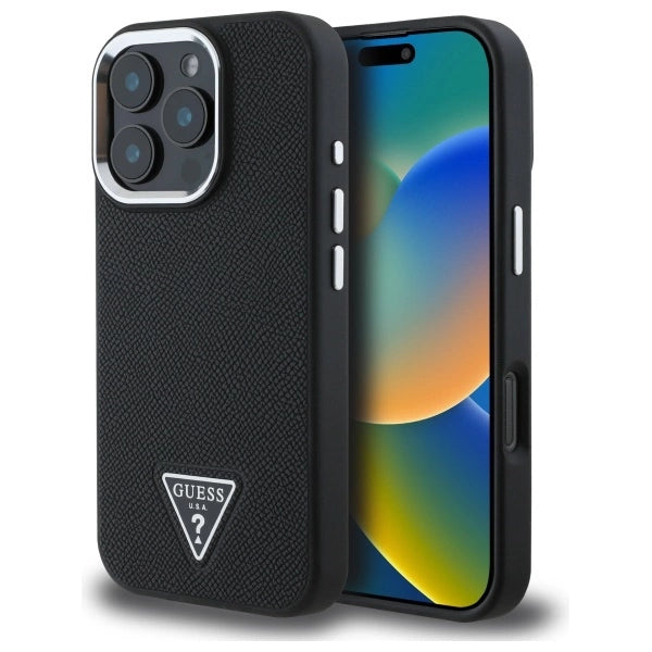 Guess GUHMP16XPGTSPSK iPhone 16 Pro Max 6.3" sort/sort hardcase Grained Triangle MagSafe