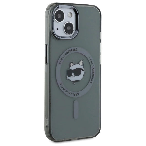 Karl Lagerfeld KLHMP15SHLSCHK iPhone 15 6.1" black/black hardcase IML Metal Choupette Head MagSafe